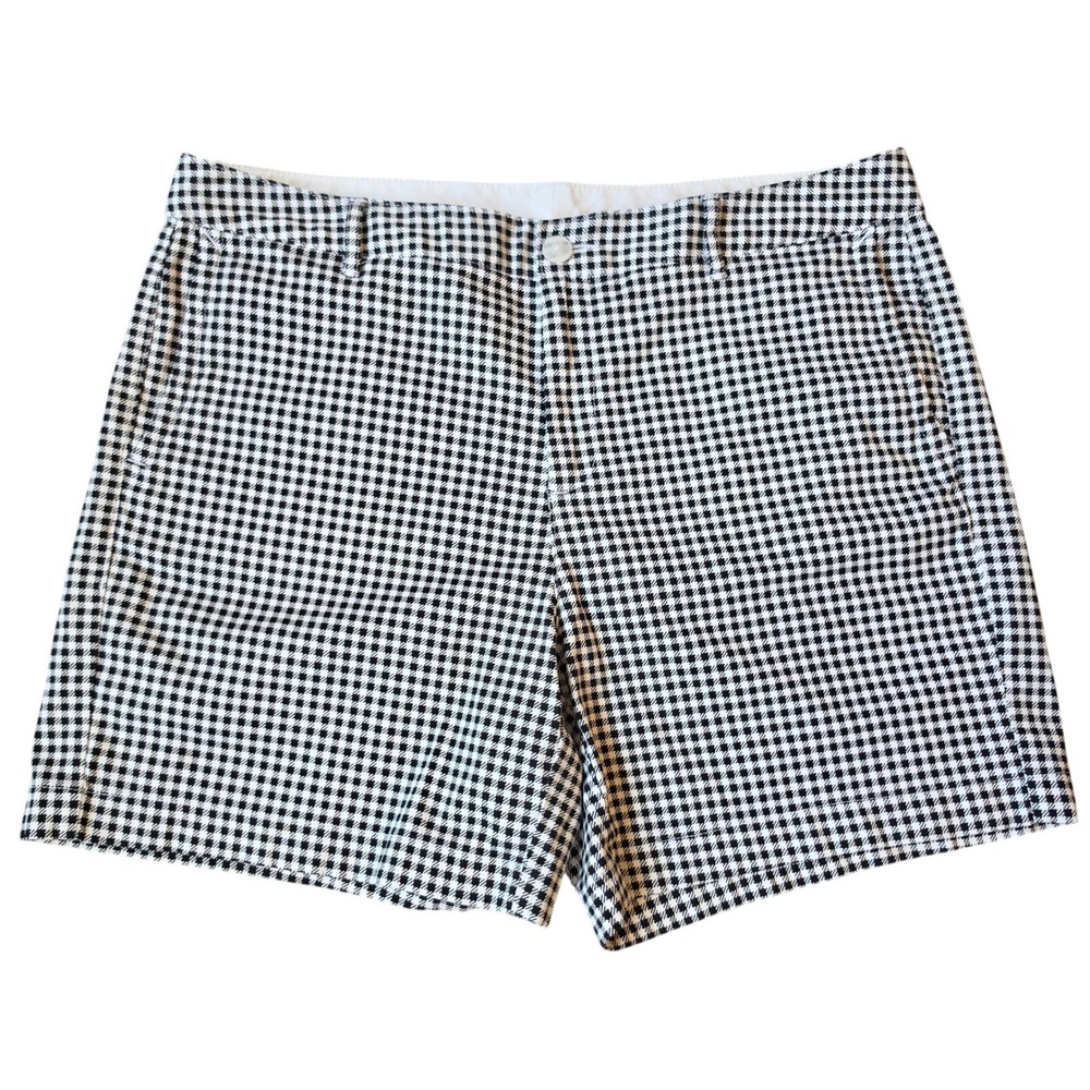 L.L. Bean Favorite Fit Houndstooth Shorts Black White‎ Womens 14 301416